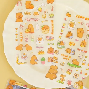 Stiker Hewan Capybara Lucu Sticker Karakter Kartun Set 6 Lembar DCA2407