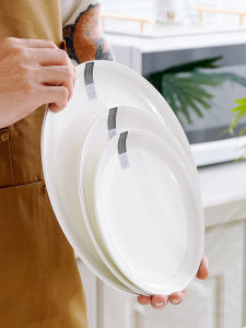 Tangshan Luxury Bone China Plate Creative Western Dinner Plate Hotel Self-Service Flat Dish Moonlight round Dish Home Use