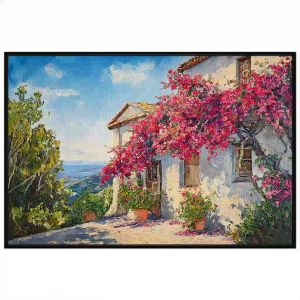 Tranh vẽ tường giàn hoa giấy. Tranh treo tường dán tường sơn dầu tranh trí canvas. CGI-1403