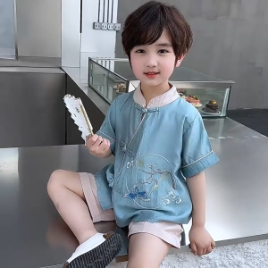 +LITTLE MUSHROOMS+ KIDS CHILDREN BOY CHINESE NEW YEAR TRADITIONAL ETHNIC FESTIVE COSTUME KUNGFU SUIT SET CNY RACIAL HARMONY COTTON NEW