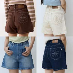 Ava shorts กางเกงยีนส์ขาสั้น [พร้อมส่ง] ปักโลโก้แบรนด์ที่กระเป๋าด้านหลัง ขอบเอวมีกระดุมปรับได้