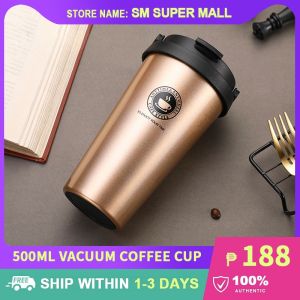【304 Stainless Steel】500ML Vacuum Coffee Cup Insulated Tumblers with Lid and Handle Portable Carry-out Mug Office Travel on-go Supplies