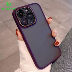 FLOVEME Luxury Matte Camera Protector Phone Case For iPhone 15 14 13 12 Pro Max 15 14 Plus Plating Acrylic Full Body Soft Back Cover For iPhone 15 14 13 12