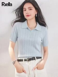 puella | Áo Thun Polo Cổ Jacquard Thời Trang Phong Cách Hàn Quốc