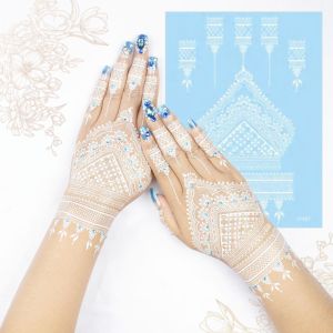 (FRE MANIK GLITER)HENNA TEMPEL PENGANTIN FULL MOTIP UNTUK TANGAN BESAR