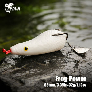 Leydun 32g Frog Power Fishing Lures 85mm Soft Bait Double-Piece Colored Top Water Giant Ray Frog Modified Thunder Frog Fishing