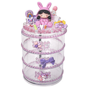 Three-Layer Rotating Storage Box Childrens DIY Craft Materials Paste Making Practical Jewelry Box Gifts Handmade Creative Toys