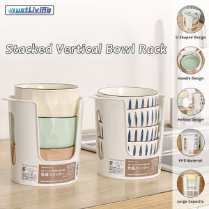 JustLiving 1PC Classy Luxe PET Organizer Storage Rack Lid Bowls Stand Tableware Drainer Organizer Cabinet Storage Small Bowl Organizer Kitchen Rice Bowl Vertical Shelf Cabinet Drainer Putting Bowl Rack