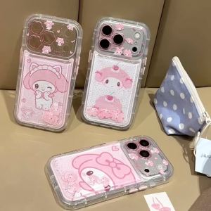 Sanrio | Sanrio My Melody Glitter Clear Phone Case For iPhone Protective Cover Cute Pink Anti-drop Soft Phone For iPhone 15 16 17 Pro Max