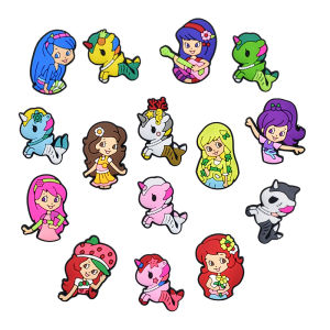 New Hot Toys TUnicorn Girl 1-15pcs Shoe Charms Cute Little Horse PVC Shoe Accessories Decoration Party Kids Xmas Halloween Gifts