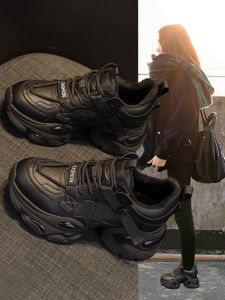 Black Dad Shoes Womens 2025 New Trend Spring Autumn Thick Bottom Platform Casual Sports Heightening Womens Shoes