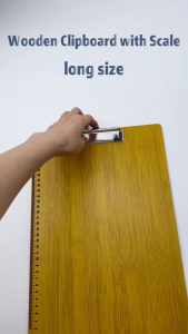 Wooden Clipboard Long/A4 Hard Wood Clip Board File Folder with Scale for School/Office 5Pcs