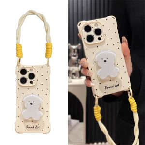 Full Screen Black Polka Dot Cartoon Bracket for Oppoa3pro Phone Case Oppoa2pro Protective Case A1 Four-Corner Lanyard A97 Frosted A96 All-Inclusive A93 Drop-Resistant A58 Silicone A72 Female A55