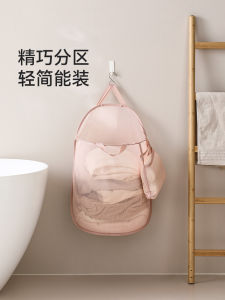 Foldable Wall-Mounted Dirty Laundry Basket FaSoLa Home Bathroom Polyester Clothing Storage Bucket Pink Girl Heart Japanese Style