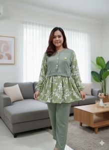 one set knit rib mix crinkle/setelan celana wanita terbaru/setcel masa kini viral terlaris
