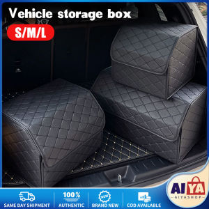 ★Same Day Shipping★ Car PU Leather Trunk Storage Organizer Box With Lid Portable Multipurpose Collapsible Foldable Storage Bag Car Trunk Tool Box Larger Capacity for Audi BMW Alfa Romeo HSQ-Foldable-Trunk-Box