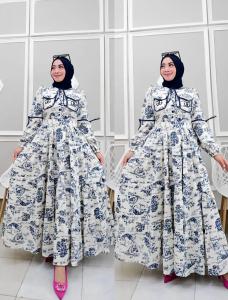 MOS Gamis Lebaran Wanita Motif Bordir Terbaru - Gamis Busui Friendly