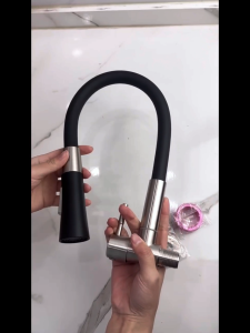 BAOKEMO Wall Mount Kitchen Faucet 360° Rotation Flexible Gooseneck Tap Dual Spray Modes for Kitchen Sink Bathroom