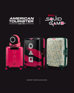 American Tourister Limited Edition 52cm Hard Case Spinner Luggage with TSA Lock and 360 Rotation Wheels New - Squid Game Design