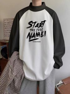 Áo Thun Nam Tay Dài Cổ Cao Dày Dặn Mùa Đông Phong Cách Mỹ Cổ Điển Rộng Rãi Mặc Trong Lớp Lót Áo Nỉ