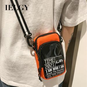 IELGY กระเป๋าเอกสารผู้ชายสตรีทแบบลำลองสะพายไหล่ข้างเดียวสไตล์ฮ่องกงกระเป๋าเล็ก