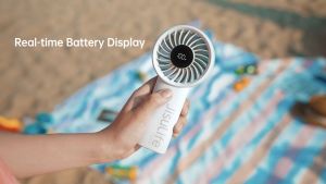 Portable Handheld Fan 5 Levels of Strong Wind LED Display USB Rechargeable Summer Personal Fan 5000mAh Battery