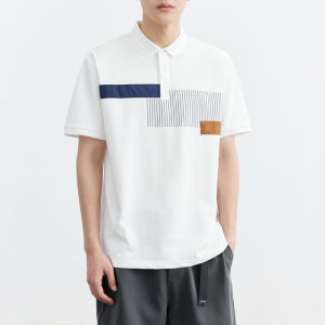 Áo Thun Nam Tay Ngắn Mùa Hè Thời Trang Màu Trắng Nối Liền Cổ Polo Tay Lửng Thường Ngày Đa Năng Cao Cấp Cổ Polo Tay Lửng