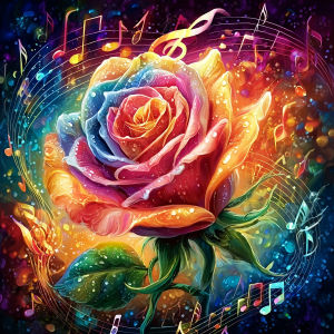 Huacan DIY Diamond Painting Rose Musical Note Diamond Embroidery Flower Complete Kit Picture Of Rhinestones