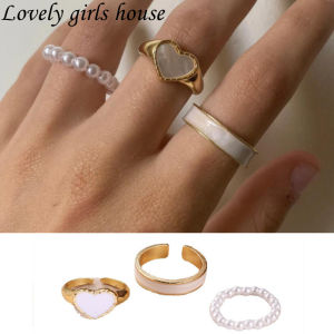 คลิกที่นี่ เพื่อให้คุณสามารถซื้อรายละเอียด 【♡Lovely girls house♡】แหวนลายหัวใจเคลือบ 3 ชิ้น / เซ็ตสำหรับผู้หญิงเครื่องประดับชูดห่วงเปิดทรงคณิตแบบแหวนไข่มุกแฟชั่นสไตล์เกาหลี