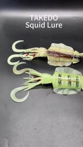 TAKEDO LD01 New Design 26cm 285g Luminous UV Effect Squid Lure Vivid Elastic Soft Bait Octopus Fishing Lures With Hooks