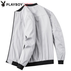 Playboy Spring and Autumn Lightweight Jacket Mens Slim Fit Stand Neck Coat Casual Fashion Handsome