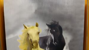 Himalaya Painting 20cmx30cm HorseElephantPeacock  Frameless Waterproof Sintraboard Decorative Wall No Light