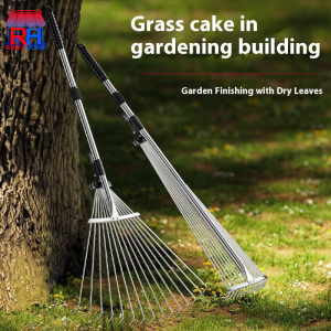 Adjustable Telescopic Metal Garden Leaf Leaves Rake Grass rake withered leaf rake steel wire rake grass telescopic multi tooth rake gardening tool