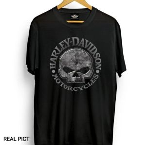 Kaos T shirt motor biker H4rley skull logo