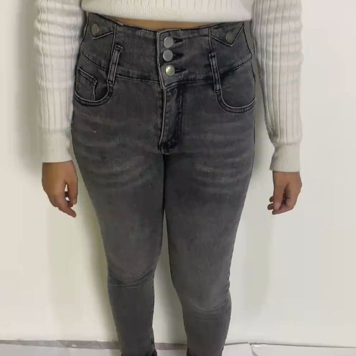 1K Celana Panjang HW 3 Kancing Hidup Highwaist Skinny Jeans P553 Celana Pants Wanita Legging Jeans Wanita Polos