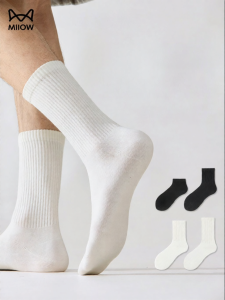 MiiOW | Antibacterial Deodorant Sweat Absorption Socks Cotton Mid-Calf Socks