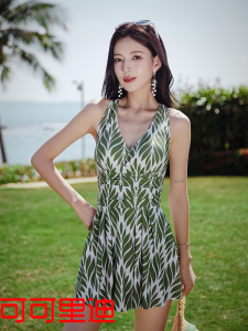 New Style One-Piece Swimsuit Sleeveless Skirt Design Thermal Spa Vacation Belly Cover Slimming Fairy Style for Plump Girls