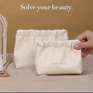 2Pieces PU Leather Cosmetic Bag Portable Mini Lipstick Accessory Storage Bag Makeup Organizer Proof
