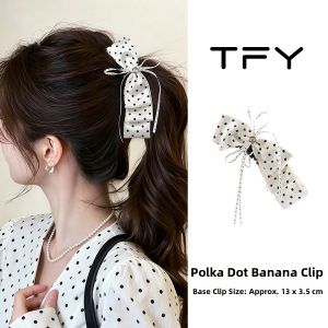 TFY | Dotted Bow High Tail Fixation Clip Hair Accessories