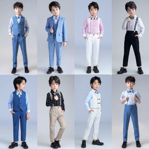 Childrens Business Suit Boys Handsome Dress Summer Suit Boy Host Catwalk Performance Costumes British Flower Girl