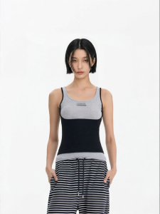 CALLED BACK | Contrast Color Illusion Two-piece Tank Top