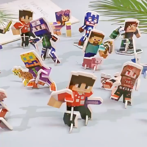 Puzzle Kertas Pixel Block 3D Paper Puzzle Kids Craft Game Educational Toys Minecraft DIY Model