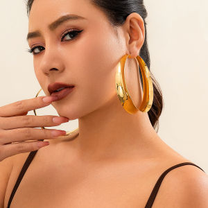 KunJoe Exaggerated Big Hollow Out Round Hoop Earrings for Women Fashion Circle Shape Ear Rings Ladies Jewelry Gifts Festival