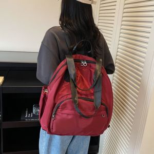 Ladies Large Capacity Fashionable Dual Shoulder Bag Travel Business Trip Mommy Bag Casual Simple Style Soft Handle Backpack