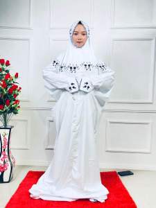 Mukena santri bahan katun motif bordir