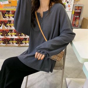 เสื้อยืดแขนยาวหลวมๆ สำหรับผู้หญิง ฤดูใบไม้ร่วง 2022 ใหม่ สไตล์เกาหลี ฮ่องกง แฟชั่นฮาราจูกุ ชุดชั้นในลายสก็อต เสื้อตัวบน