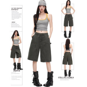 MZVZ | Vintage American Army Green Womens Shorts Denim