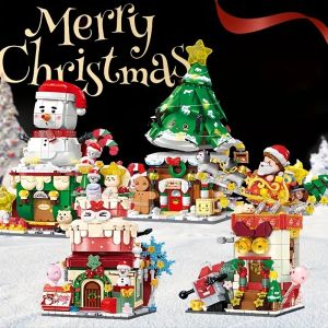 Christmas Swing Street View Series Building Blocks Snowman Sleigh Cupcake Assembly Model Bricks Childrens Toys Holiday Gifts