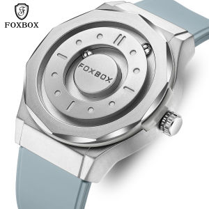 FOXBOX Fashion Mens Watch Waterproof Sports Quartz Watches Rolling Magnetic Steel Ball Business Man Watch Stainless Steel Clock