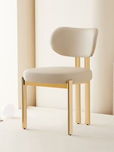 Champagne Gold Plated Stainless Steel Luxury Leather Dining Chair Balcony Tea Table Chair Simple Modern Home Furniture